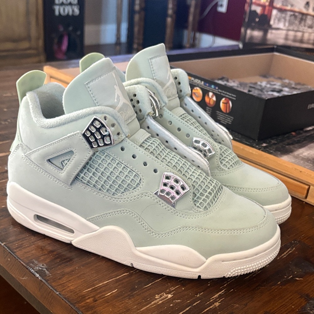 Jordan Women's Sneakers in Light Green and Silver